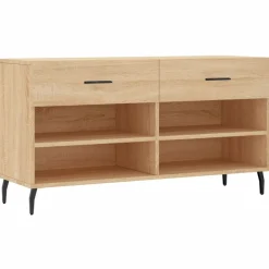 Produits Ménagers-vidaXL Banc à chaussures chêne sonoma 102x35x55 cm bois d'ingénierie Chêne sonoma