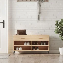 Produits Ménagers-vidaXL Banc à chaussures chêne sonoma 102x35x55 cm bois d'ingénierie Ch&ecirc;ne sonoma