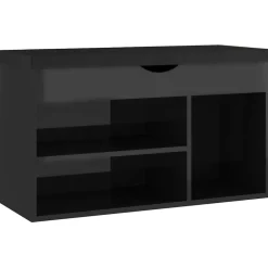 Produits Ménagers-vidaXL Banc à chaussures et coussin Bois d'ingénierie noir brillant