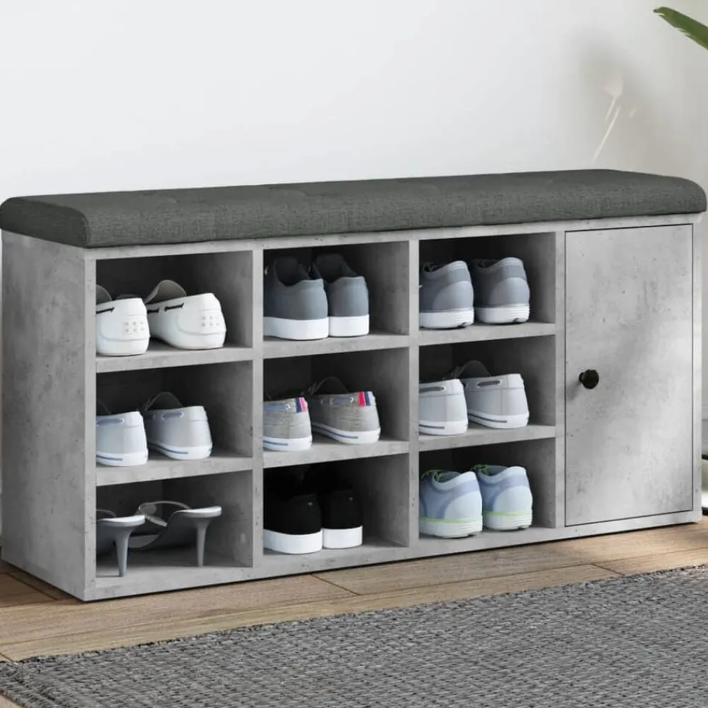 Bancs-vidaXL Banc à chaussures 102x32x50 cm bois d'ingénierie Gris béton