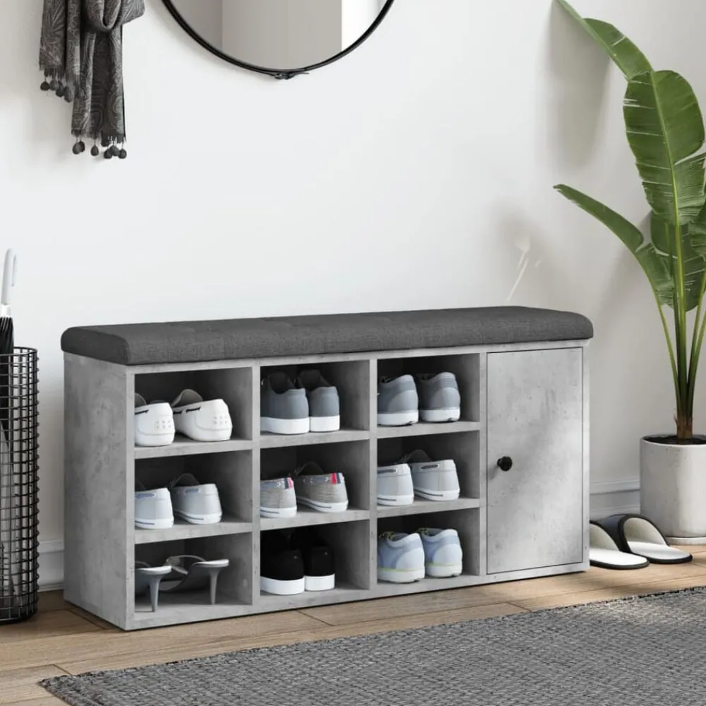 Bancs-vidaXL Banc à chaussures 102x32x50 cm bois d'ingénierie Gris béton