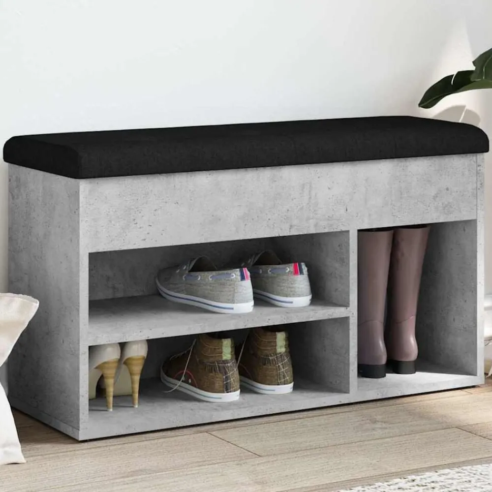 Bancs-vidaXL Banc à chaussures 82x32x45,5 cm bois d'ingénierie Gris béton