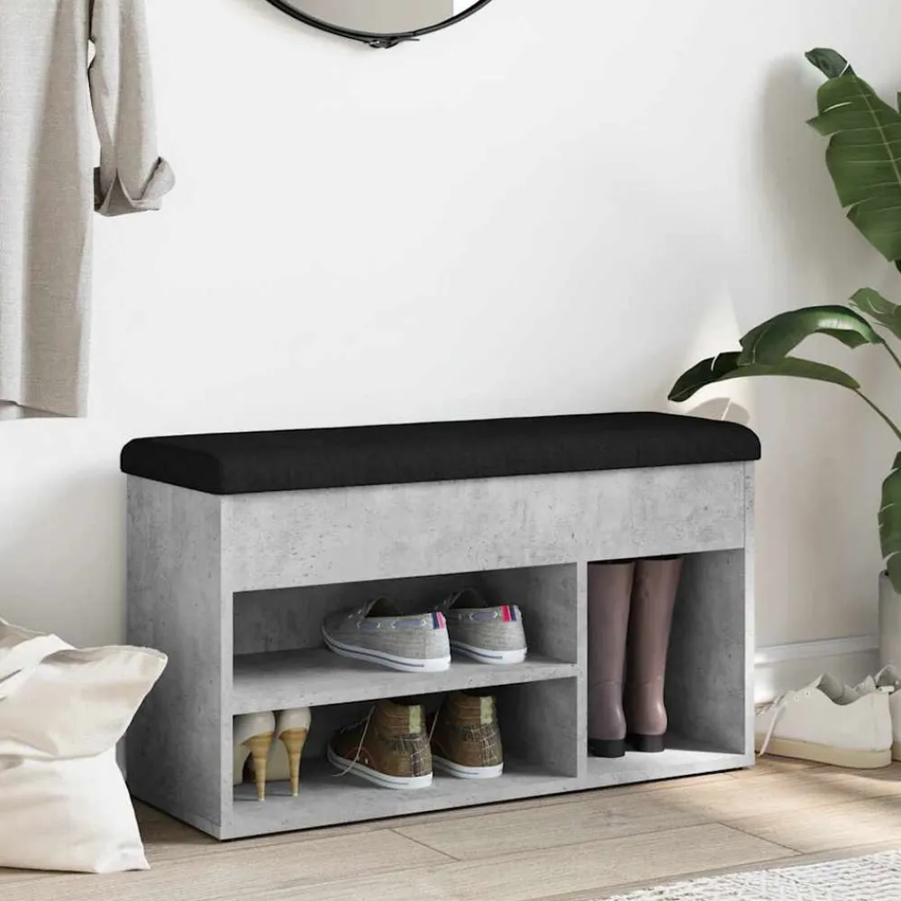Bancs-vidaXL Banc à chaussures 82x32x45,5 cm bois d'ingénierie Gris béton