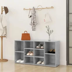 Produits Ménagers-vidaXL Banc à chaussures 103x30x55 cm Bois d’ingénierie Gris béton