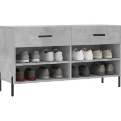 Produits Ménagers-vidaXL Banc à chaussures 102x35x55 cm bois d'ingénierie Gris béton