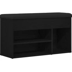 Bancs-vidaXL Banc à chaussures Noir 80 x 30 x 45 cm Bois d'ingénierie Chêne noir