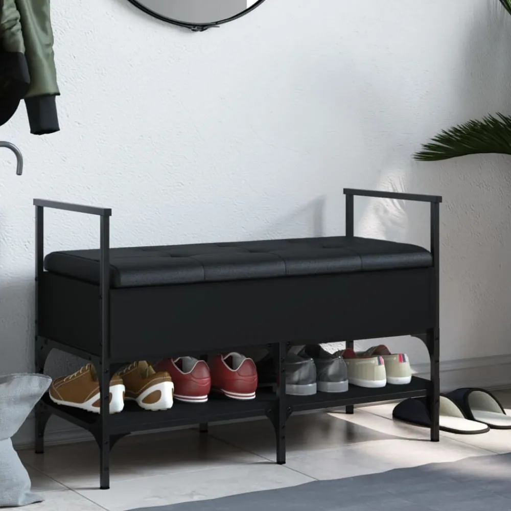 Bancs-vidaXL Banc à chaussures 85,5x42x57,5 cm bois d'ingénierie Noir