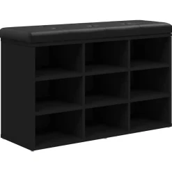 Bancs-vidaXL Banc à chaussures 82x32x50 cm bois d'ingénierie Noir