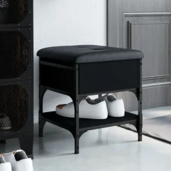 Bancs-vidaXL Banc à chaussures 42x42x45 cm bois d'ingénierie Noir
