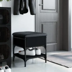 Bancs-vidaXL Banc à chaussures 42x42x45 cm bois d'ingénierie Noir