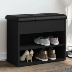 Bancs-vidaXL Banc à chaussures 62x32x50 cm bois d'ingénierie Noir