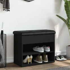 Bancs-vidaXL Banc à chaussures 62x32x50 cm bois d'ingénierie Noir