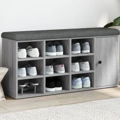 Bancs-vidaXL Banc à chaussures 102x32x50 cm bois d'ingénierie Sonoma gris