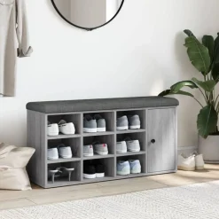 Bancs-vidaXL Banc à chaussures 102x32x50 cm bois d'ingénierie Sonoma gris