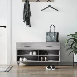 vidaXL Banc à chaussures 102x35x55 cm bois d'ingénierie