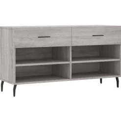 Produits Ménagers-vidaXL Banc à chaussures 102x35x55 cm bois d'ingénierie Sonoma gris