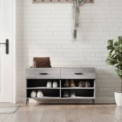 Produits Ménagers-vidaXL Banc à chaussures 102x35x55 cm bois d'ingénierie Sonoma gris