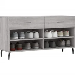 Produits Ménagers-vidaXL Banc à chaussures 102x35x55 cm bois d'ingénierie Sonoma gris