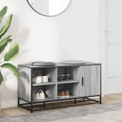 Bancs-vidaXL Banc à chaussures bois d'ingénierie et métal Sonoma gris