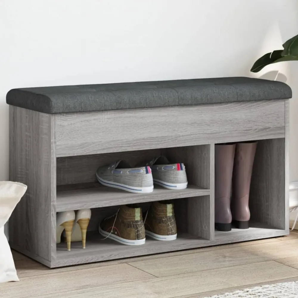 Bancs-vidaXL Banc à chaussures 82x32x45,5 cm bois d'ingénierie Sonoma gris