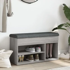 Bancs-vidaXL Banc à chaussures 82x32x45,5 cm bois d'ingénierie Sonoma gris
