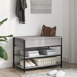 Bancs-vidaXL Banc à chaussures 70x42,5x50 cm bois d'ingénierie Sonoma gris
