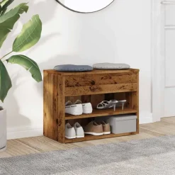 vidaXL Banc à chaussures 60x30x45 cm bois d'ingénierie