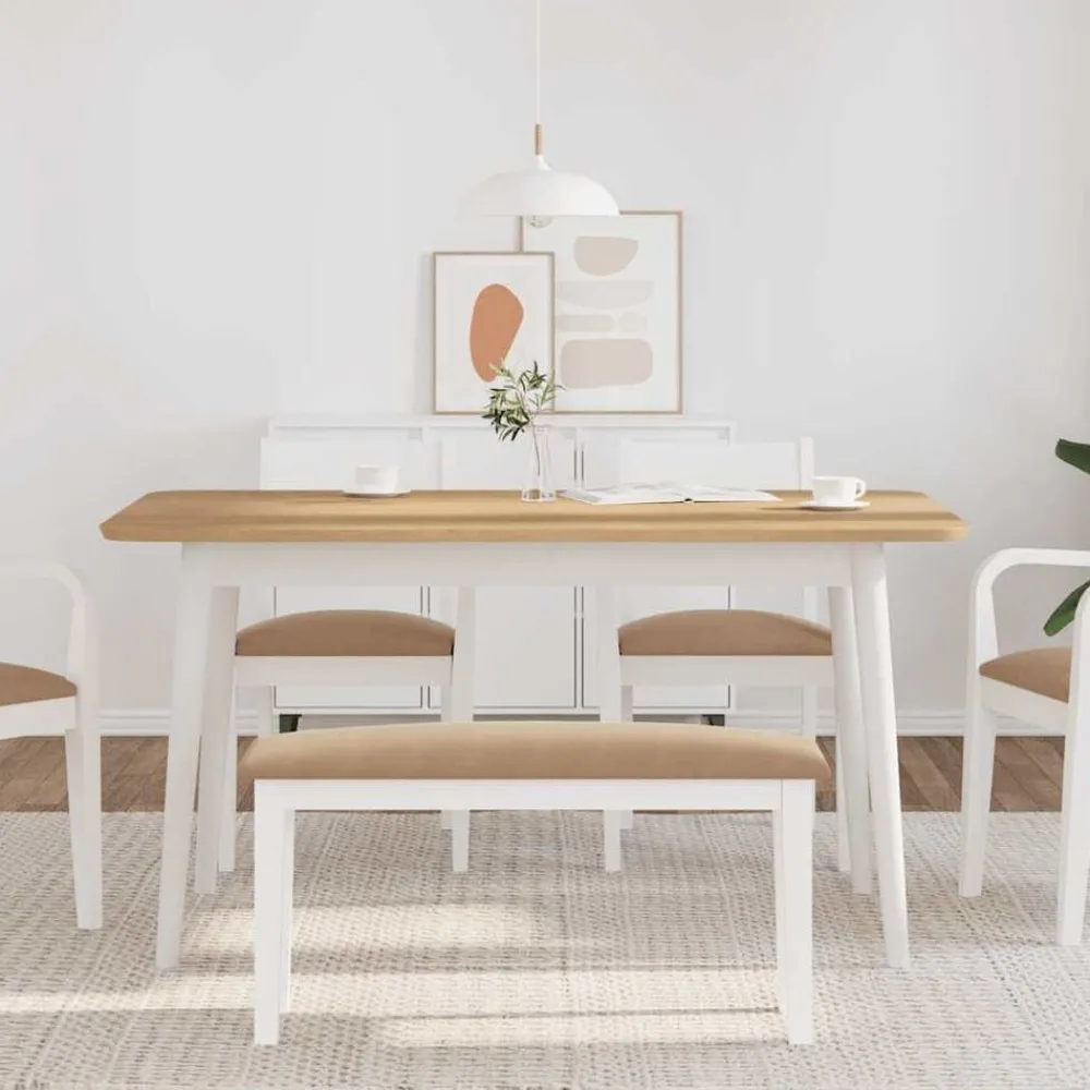 vidaXL Banc 90 cm blanc bois massif caoutchouc
