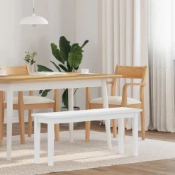 Bancs-vidaXL Banc 110 cm bois massif caoutchouc Blanc