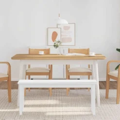 Bancs-vidaXL Banc 110 cm bois massif caoutchouc Blanc