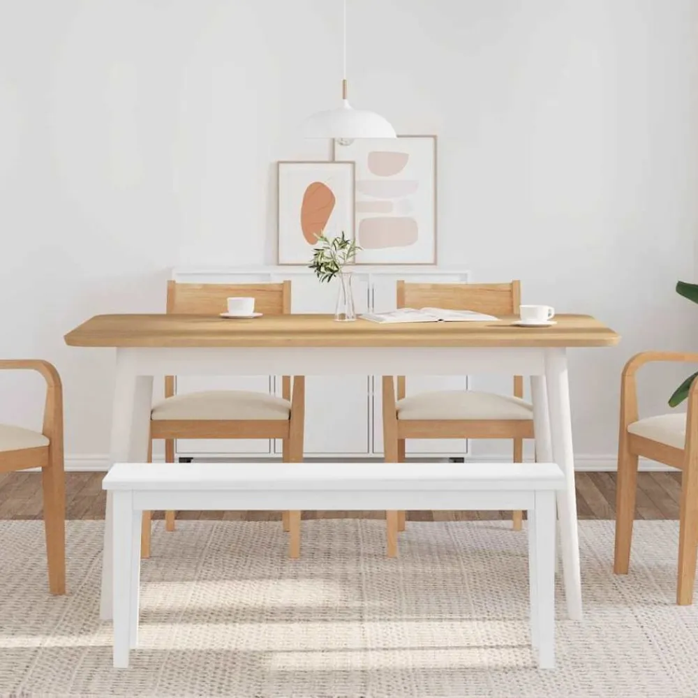 Bancs-vidaXL Banc 110 cm bois massif caoutchouc Blanc