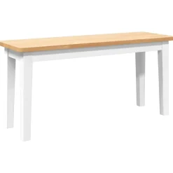 Bancs-vidaXL Banc 90 cm blanc bois massif caoutchouc blanc et naturel