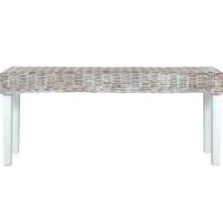 vidaXL Banc 110 cm Rotin naturel kubu et bois d'acajou massif