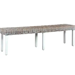 Bancs-vidaXL Banc 160 cm Rotin naturel kubu et bois de manguier massif Blanc