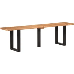 Bancs-vidaXL Banc 160 cm bois d'acacia massif et acier Marron et noir