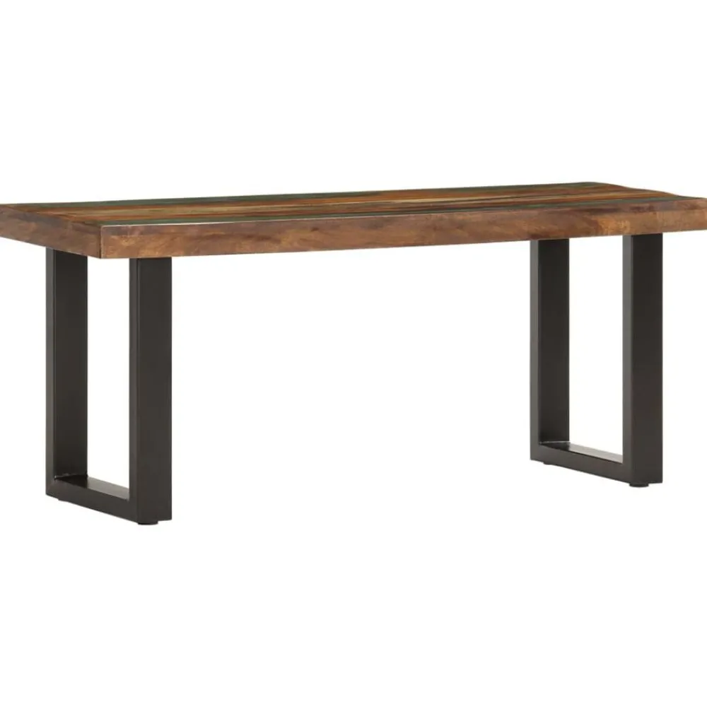 Bancs-vidaXL Banc 110 cm Bois de récupération solide et acier Marron