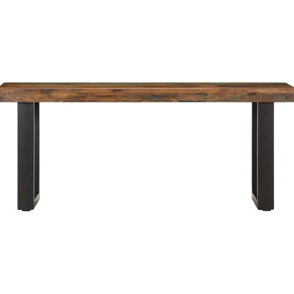 Bancs-vidaXL Banc 110 cm Bois de récupération solide et acier Marron