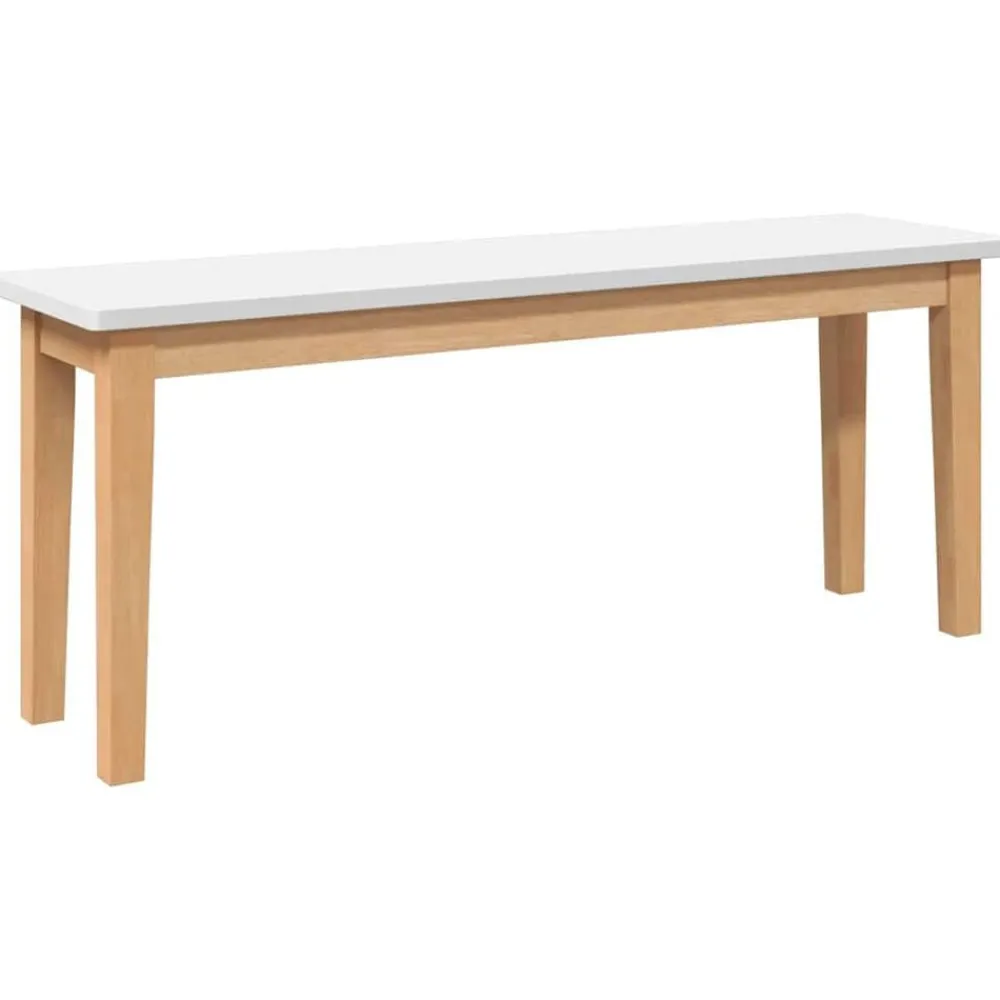 Bancs-vidaXL Banc 110 cm bois massif caoutchouc Naturel et blanc