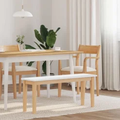 Bancs-vidaXL Banc 110 cm bois massif caoutchouc Naturel et blanc