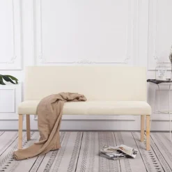 vidaXL Banc 139,5 cm Crème Polyester