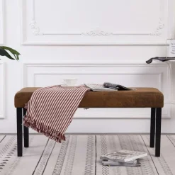 Bancs-vidaXL Banc 106 cm Similicuir daim Marron