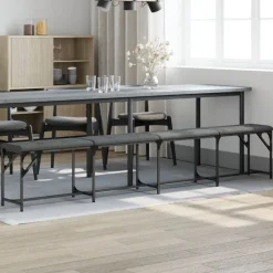 Bancs-vidaXL Banc à manger 248x32x45 cm acier et tissu Gris foncé