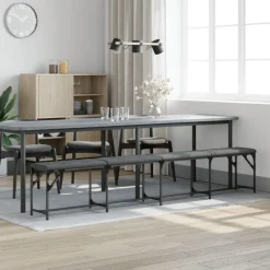 Bancs-vidaXL Banc à manger 248x32x45 cm acier et tissu Gris foncé
