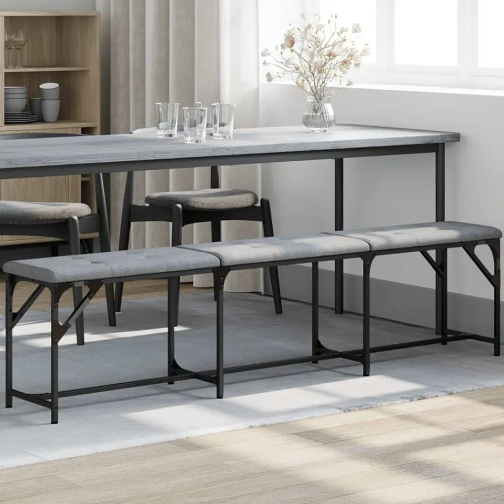 Bancs-vidaXL Banc à manger 186x32x45 cm acier et tissu Gris clair