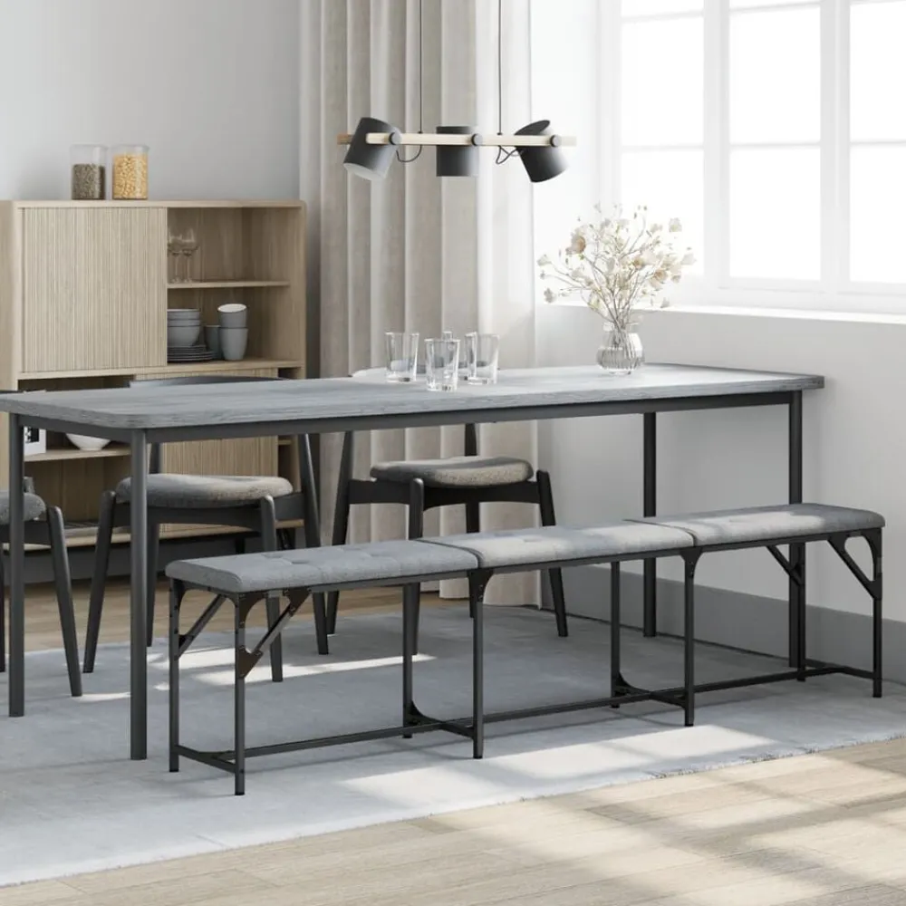 Bancs-vidaXL Banc à manger 186x32x45 cm acier et tissu Gris clair