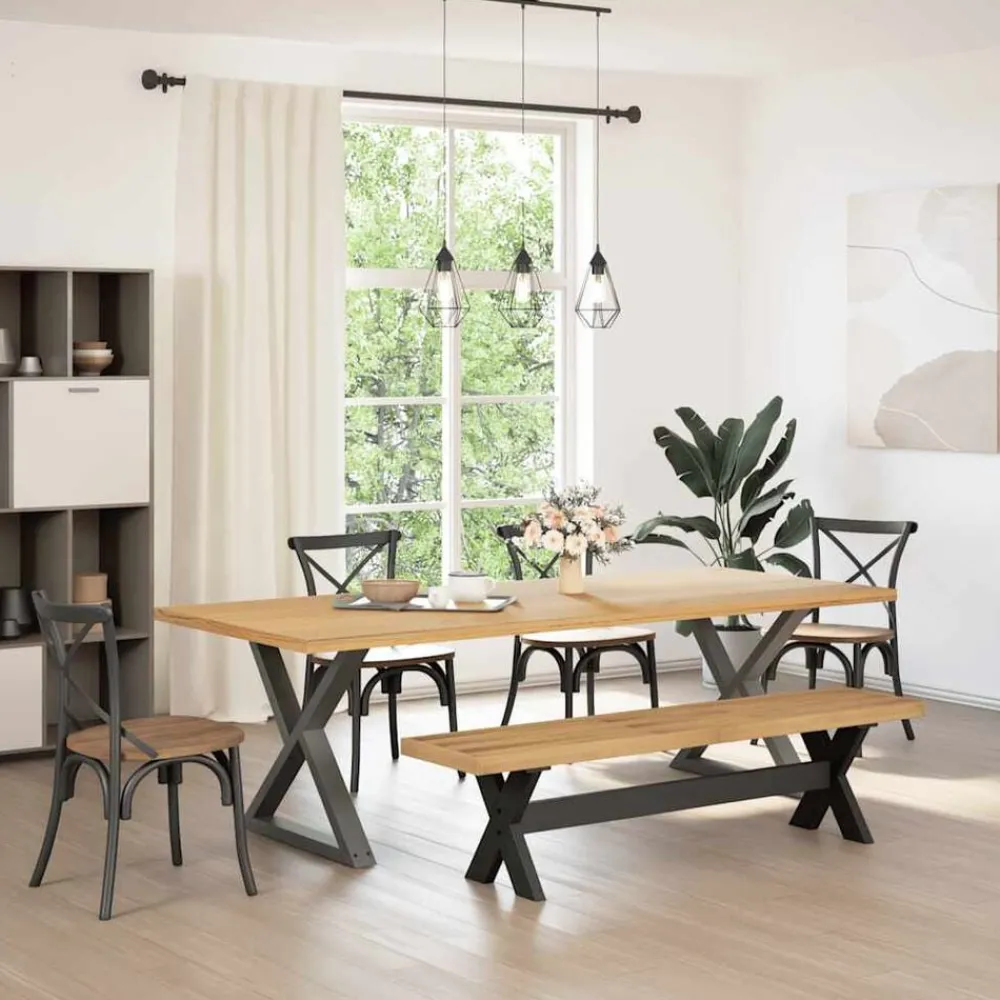 Bancs-vidaXL Banc à manger NOAIN pieds en forme de X 180x40x45 cm massif pin