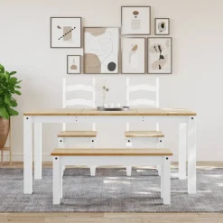 Bancs-vidaXL Banc à manger PANAMA 105x30x45 cm bois massif de pin Blanc