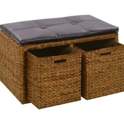 vidaXL Banc avec 2 paniers Jacinthe d'eau 71 x 40 x 42 cm