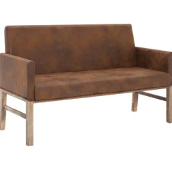 vidaXL Banc avec accoudoir 140 cm Marron Similicuir daim
