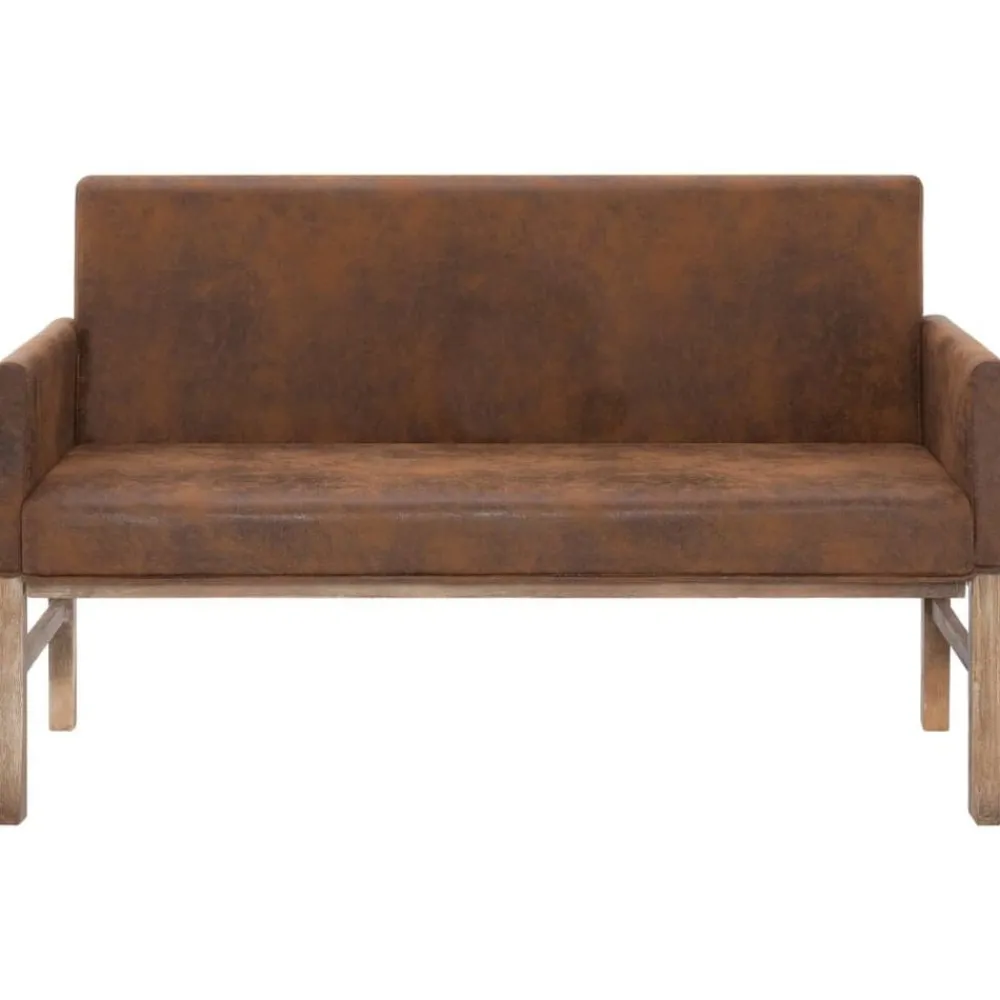 vidaXL Banc avec accoudoir 140 cm Marron Similicuir daim